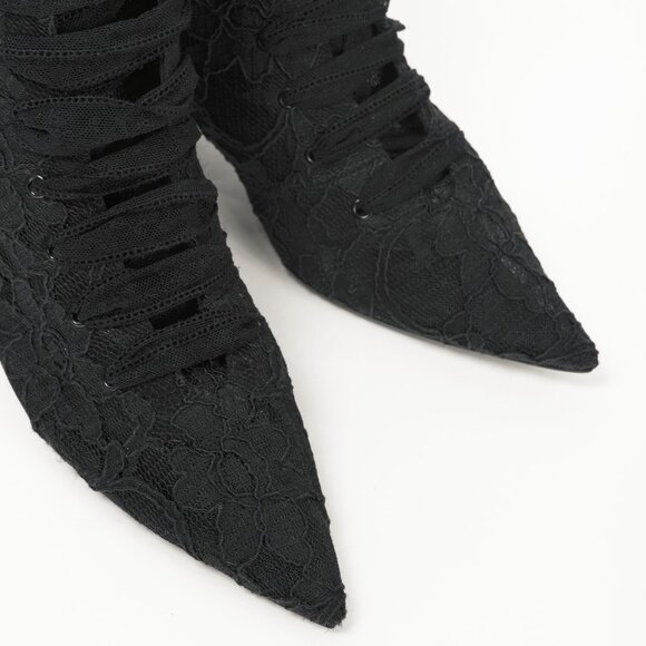 Saint Laurent Blaze 45 Black Lace Lace-Up Booties - Picture 6 of 10